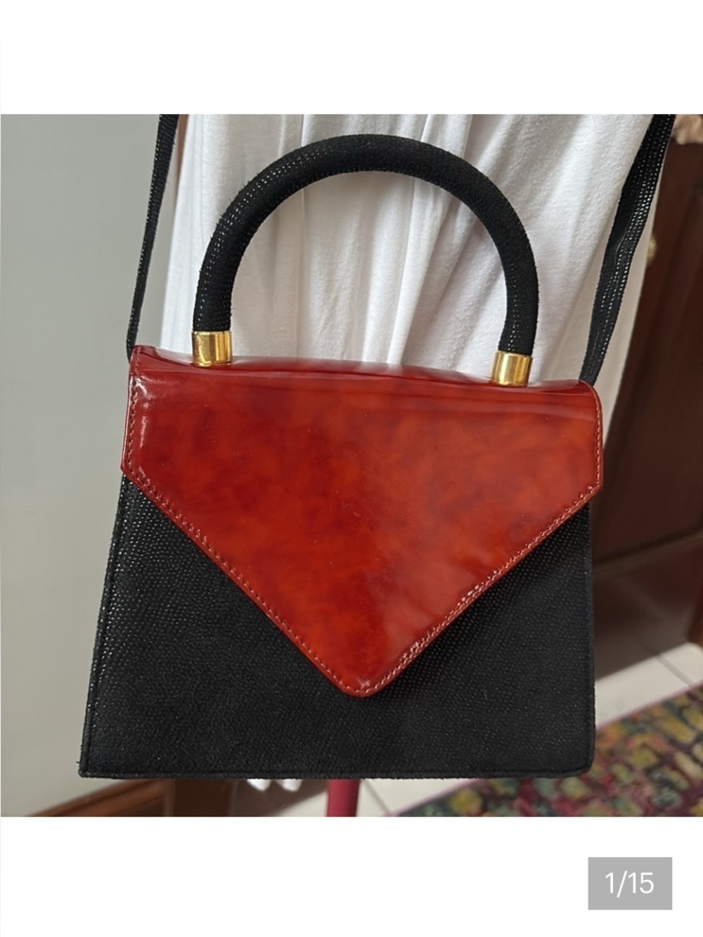 Donald Pliner Crossbody bag envelope style piled leather/patent leather NWOT